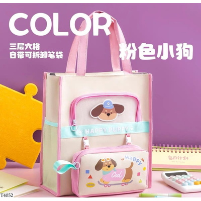 T4052 TÚI HỌC THÊM CÚN CƯNG KÈM HỘP BÚT