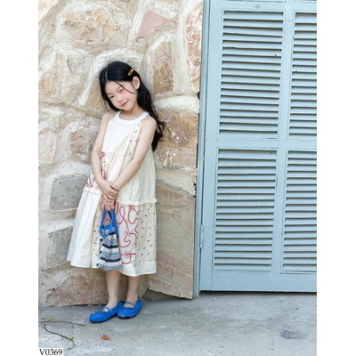 V0369 ĐẦM THÊU CỔ YẾM XINH XẮN AMBB