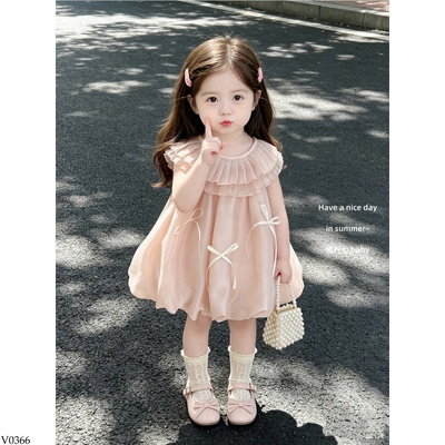 V0366 VÁY REN ĐÍNH NƠ CỔ XẾP LI BG