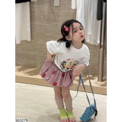 SG3279 SET ÁO HOẠT HÌNH MIX QUẦN CHẤM BI CHO BG