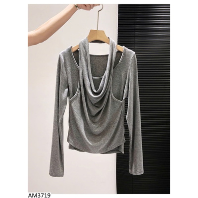 AM3719 ÁO THUN NỮ DÀI TAY CỔ CHÉO LƯNG