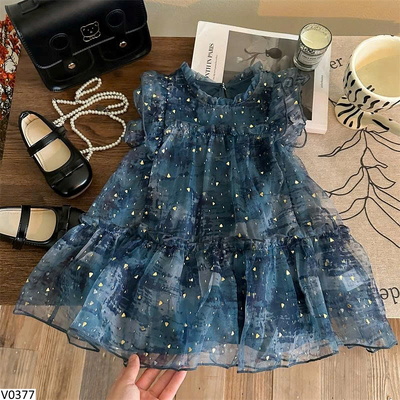V0377 VÁY VOAN VIỀN BÈO CHO BÉ HÃNG NINGLI