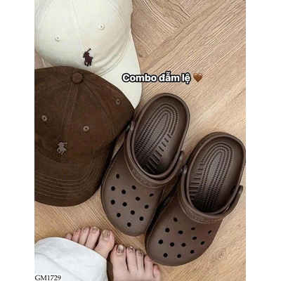 GM1729 SỤC CROCS NÂU ĐẾ THẤP