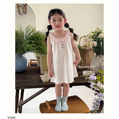 V0383 ĐẦM ĐŨI CHẤM BI KITTY HONEY
