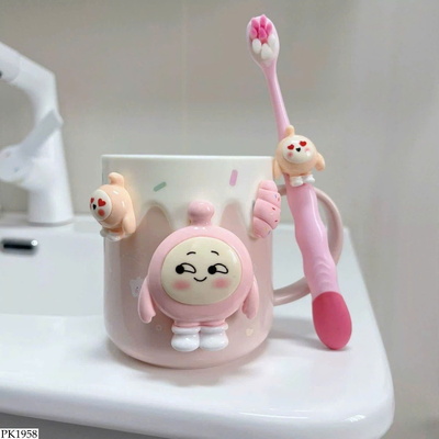 PK1958 CỐC ĐỰNG BÀN CHẢI KÈM BÀN CHẢI CHO BÉ