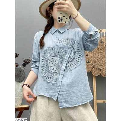 AM3749 ÁO SƠ MI NỮ CÚC LỆCH