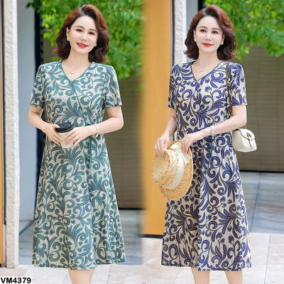 VM4379 VÁY HỌA TIẾT THANH LỊCH DÁNG XÒE