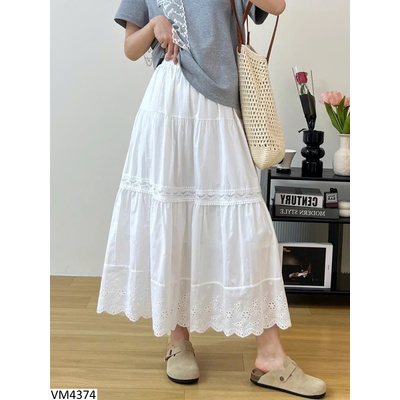 VM4374 CHÂN VÁY PHỐI REN DẬP LỖ