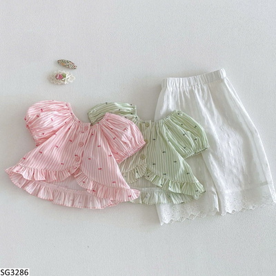 SG3286 SET ÁO SƠ MI TAY PHỒNG BÉ MIX QUẦN CHO BG