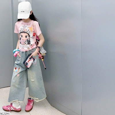 SG3291 SET ÁO THUN MIX QUẦN JEANS RÁCH