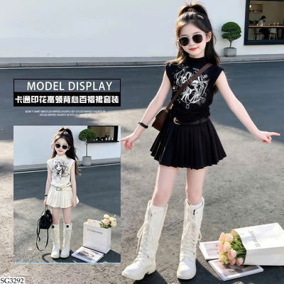 SG3292 SET ÁO SÁT NÁCH MIX VÁY XẾP LY