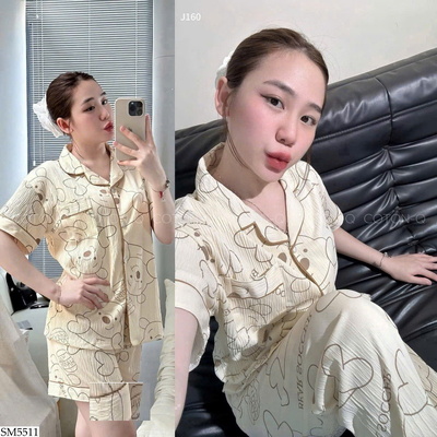 SM5511 SET BỘ PYJAMA KATE NHĂN 3 MÓN