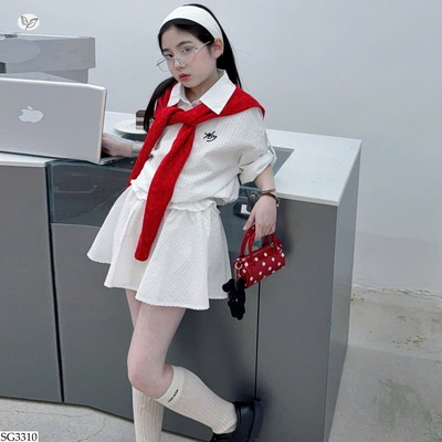 SG3310 SET BỘ SƠ MI VÁY XOÈ BÉ GÁI
