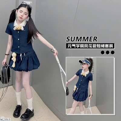 SG3313 SET ÁO SƠ MI MIX CHÂN VÁY BÍ