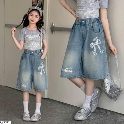 QG5851 QUẦN JEAN LỬNG BÉ GÁI HOẠ TIẾT