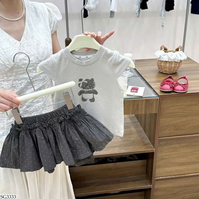 SG3333 SET ÁO PHỐI CHÂN VÁY CHẤM BI CHO BG