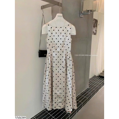 VM4389 VÁY CHẤM BI SÁT NÁCH HÃNG Y.JIA