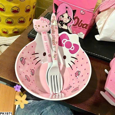 PK1971 BỘ BÁT VÀ THÌA DĨA KITTY CHO BÉ