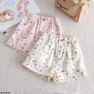 QG5858 QUẦN SHORT JEANS HOA NHÍ CHO BÉ
