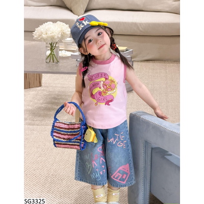SG3325 SET ÁO SÁT NÁCH HỒNG MIX JEANS LỠ
