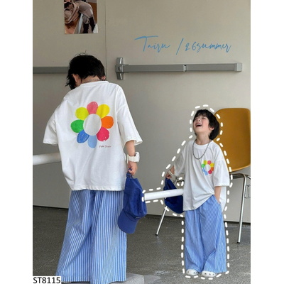 ST8115 SET ÁO PHÔNG HOA MIX QUẦN KẺ TAIRU