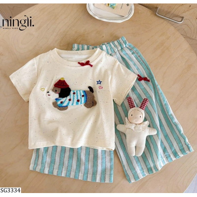 SG3334   SET ÁO CÚN QUẦN KẺ CHO BÉ