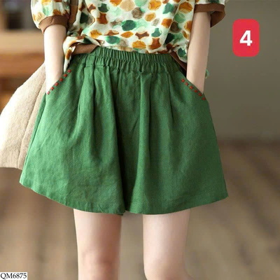 QM6875 QUẦN SHORT ỐNG RỘNG THÊU TÚI