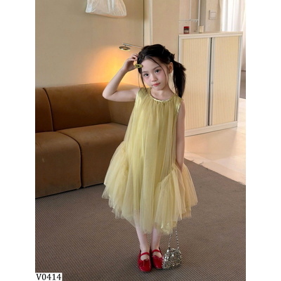 V0414   VÁY SÁT NÁCH PHỐI VOAN