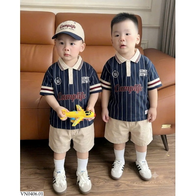 VN0406.01 SET POLO KẺ KÈM MŨ