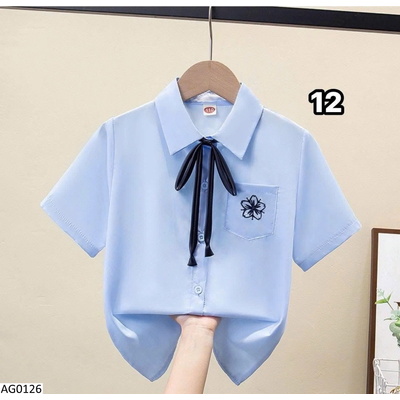 AG0126 ÁO SƠ MI CỘC TAY BÉ GÁI