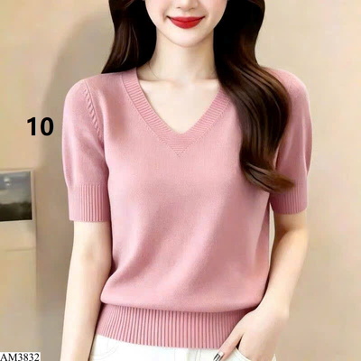 AM3832 ÁO LEN HÈ CỔ V NỮ