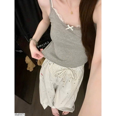 SM5571 SET NGỦ 2 DÂY MIX QUẦN KẺ