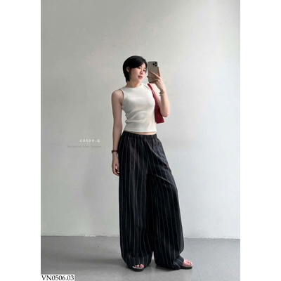 VN0506.03 QUẦN KẺ ĐEN ỐNG RỘNG