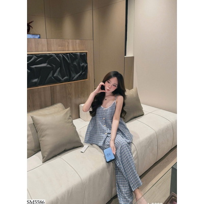 SM5586 SET NGỦ CARO VIỀN REN