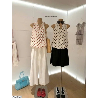 AM3872 ÁO CHẤM BI CỔ YẾM W.G.W.E