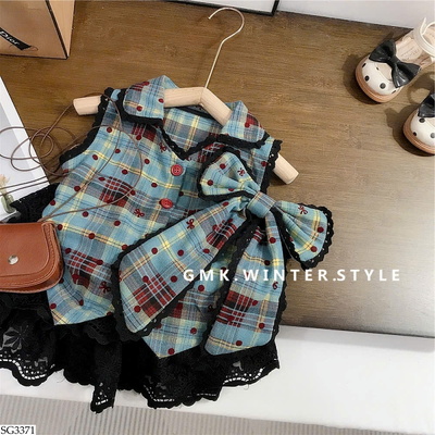 SG3371 ÁO KẺ SÁT NÁCH PHỐI CHÂN VÁY CHO BG