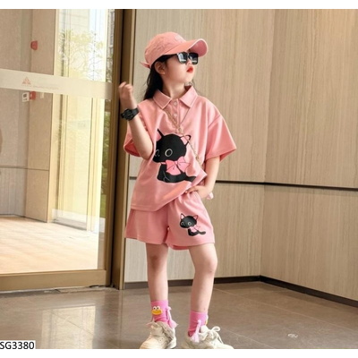 SG3380 SÉT POLO MÈO HỒNG SZ ĐẠI