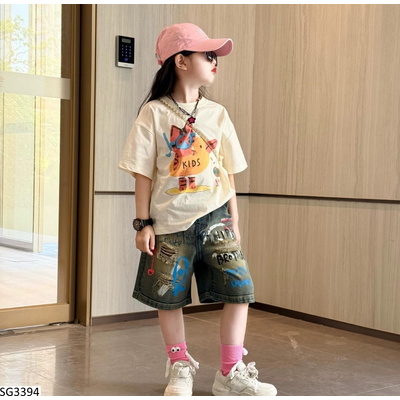 SG3394 SET ÁO THUN MÈO MIX SHORT JEANS RÁCH