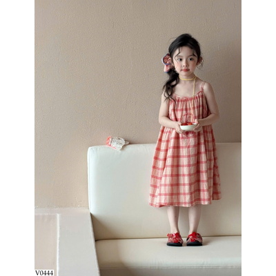 V0444 VÁY 2 DÂY KẺ CHO BG