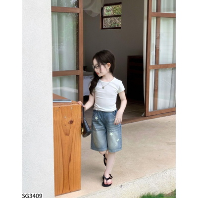 SG3409 SET ÁO THUN TRẮNG MIX JEANS LỬNG NGÔI SAO