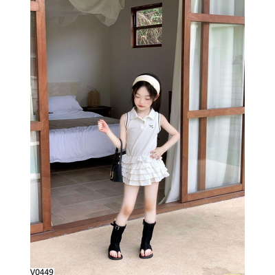 V0449 VÁY SÁT NÁCH POLO CHÂN BÈO TẦNG