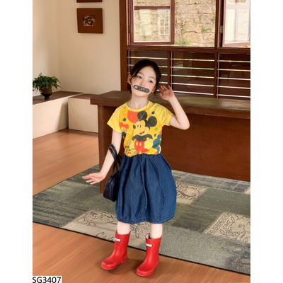 SG3407 SET ÁO KITTY MIX CV JEANS BÍ CHO BG