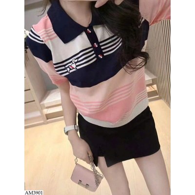 AM3901 ÁO POLO DỆT KIM KẺ NỮ