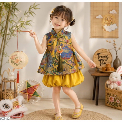 SG3442 SÉT BỘ CỔ TRANG QUẦN BÍ VÀNG