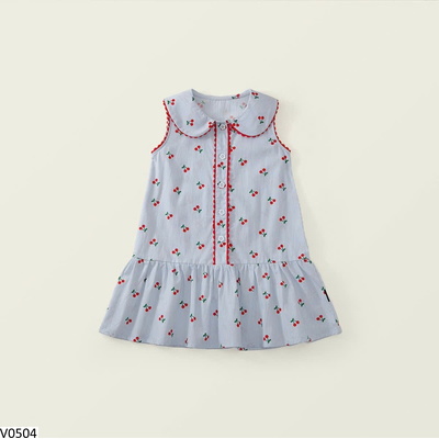 V0504 VÁY SÁT NÁCH CHERRY KẺ PREMIUM