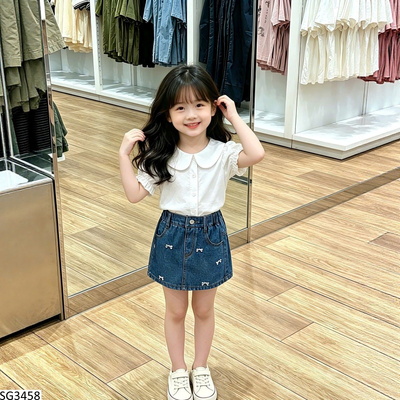 SG3458 SET ÁO THUN MIX QUẦN SHORT NƠ CHO BG PREMIUM
