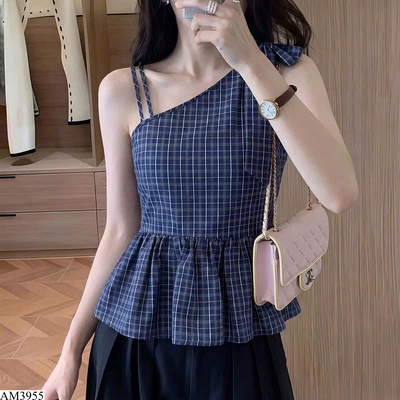 AM3955 ÁO KIỂU BABYDOLL LỆCH VAI KẺ NỮ
