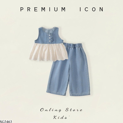 SG3463 SET DENIM PHỐI REN CHO BÉ HÃNG PREMIUM