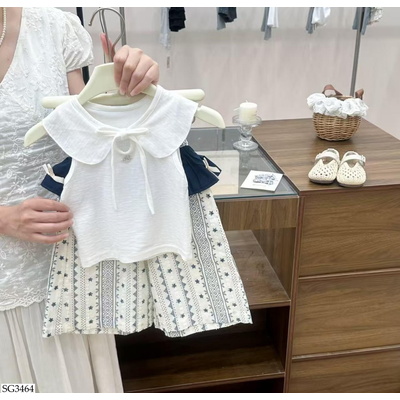SG3464 SƠ MI CỔ SEN MIX QUẦN HOA NHÍ COCOGIRIN