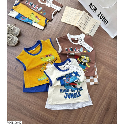 VN1106.02 SET 3B TANKTOP KHỦNG LONG TONE CAM